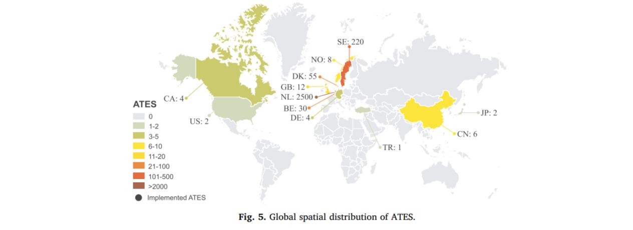 Distribution des ATES à travers le monde