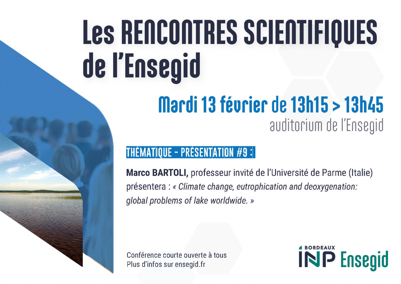 Rencontres Scientifiques #9 de l'ENSEGID : présentation de Marco BARTOLI professeur invité de l'Université de Parme