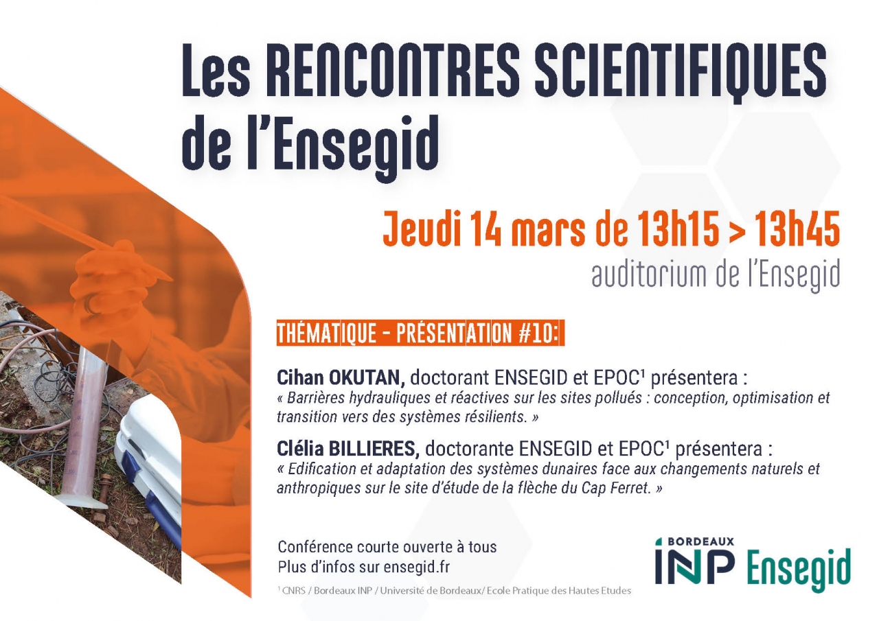 Rencontres Scientifiques #10 de l'ENSEGID : Cihan OKUTAN et Clélia BILLIERES Rencontres Scientifiques #10 de l'ENSEGID : Cihan OKUTAN et Clélia BILLIERES