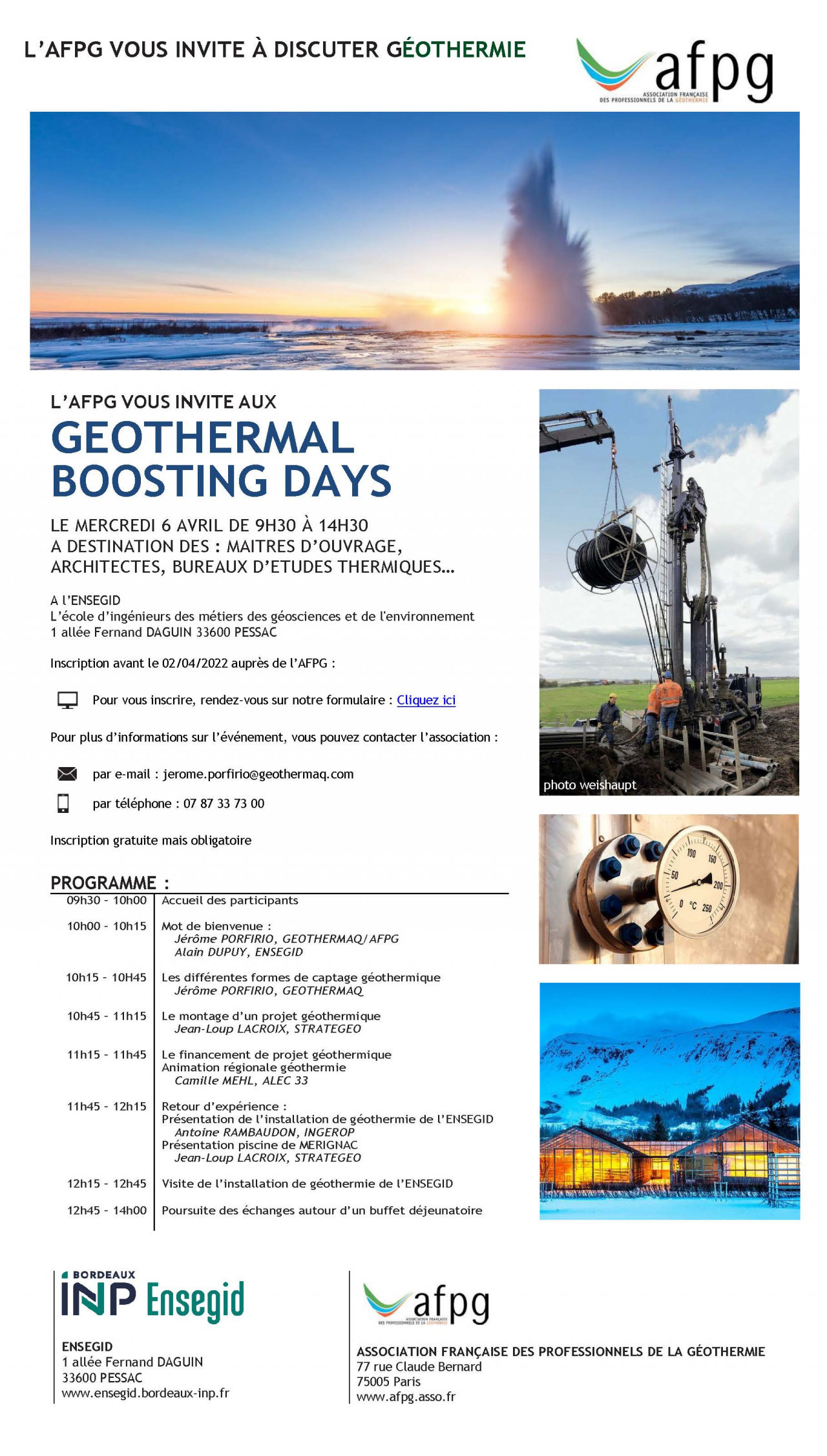 geothermal boosting day à l'ENSEGID