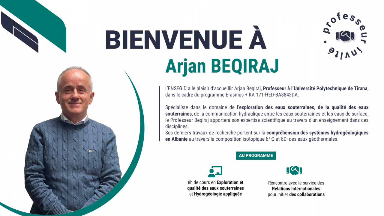 Accueil d'un professeur invité Arjan BEQIRAJ dans le cadre d'Erasmus +