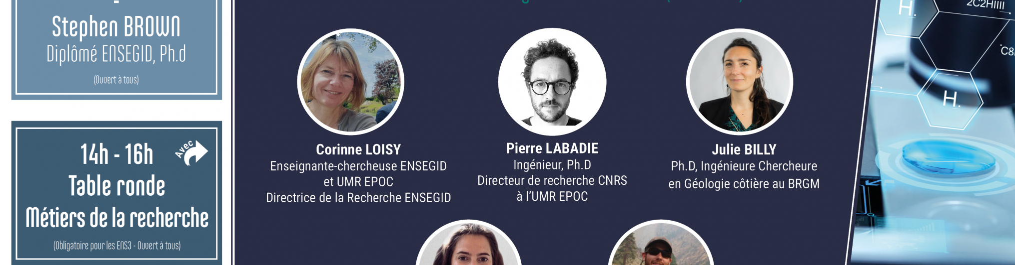 Table Ronde ENSEGID "les métiers de la recherche" mercredi 12 mars 2025