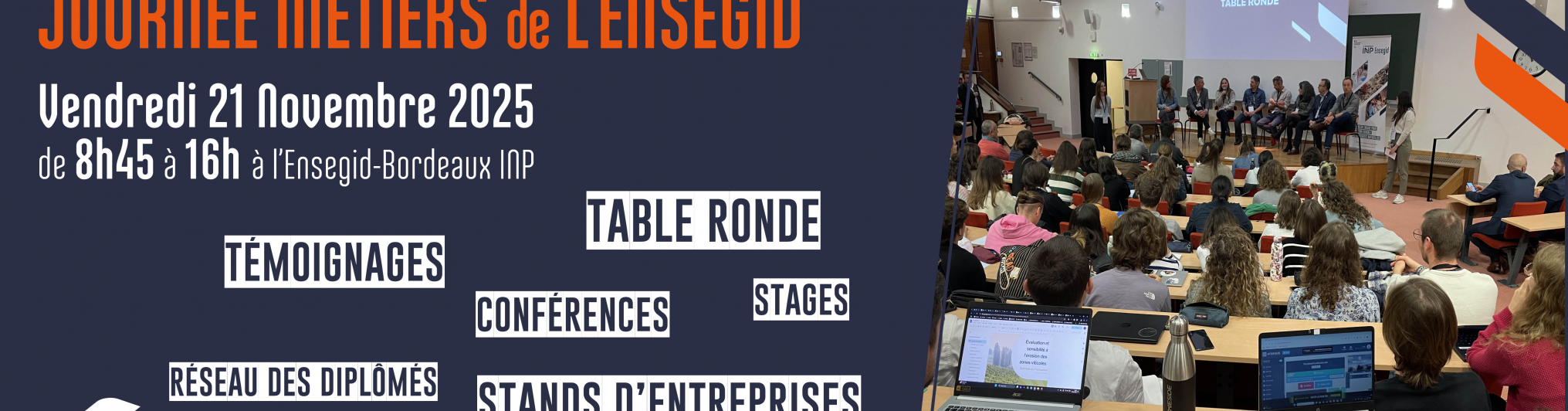Journée métiers de l'ENSEGID le 21 novembre 2025